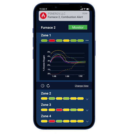 PSNERGY Combustion Monitoring App User Interface 